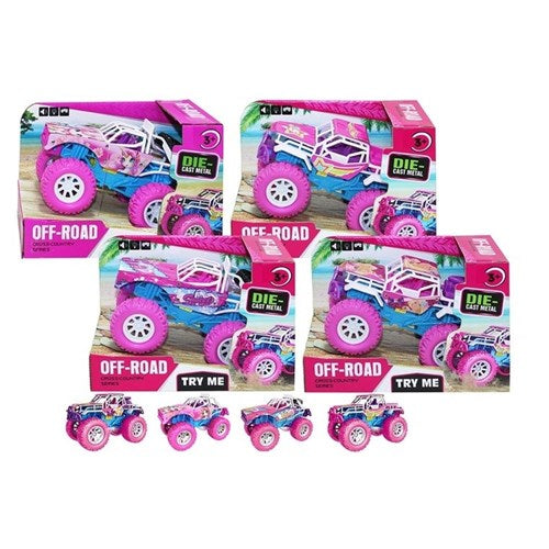 DIE CAST OFF ROAD PINK CAR W/LIT&SND