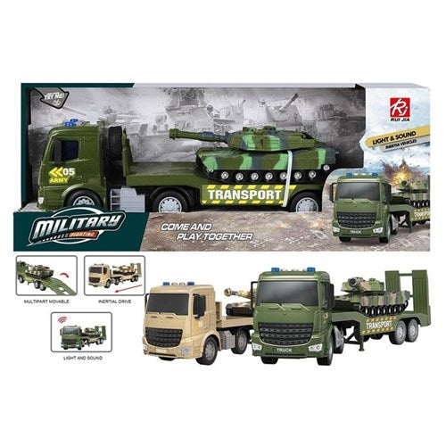 MILITARY TANK & TRAILER W/LHT&SND