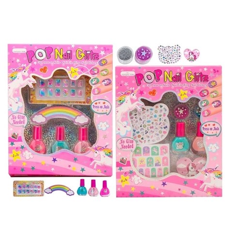 3D PRESS ON NAIL & POLISH SET 17-20PC
