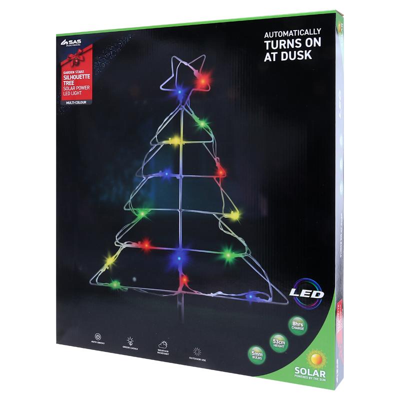 SOLAR XMAS TREE SILHOUETTE 53CM