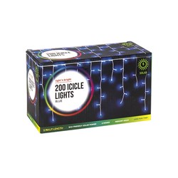 SOLAR ICICLE LIGHTS 200PC BLUE
