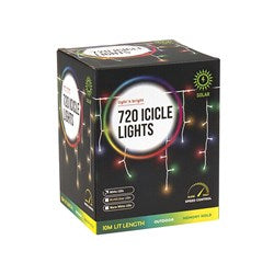 SOLAR ICICLE LIGHTS 720PC MULTICOLOUR