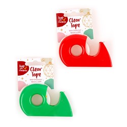 XMAS STICKY TAPE CLEAR W/DISPENSER