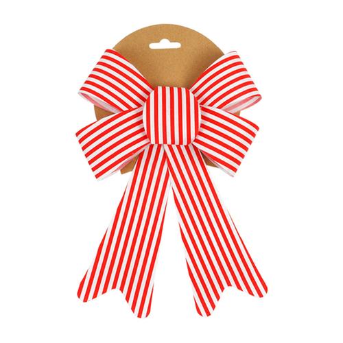 XMAS BOW RED STRIPE 24X18CM