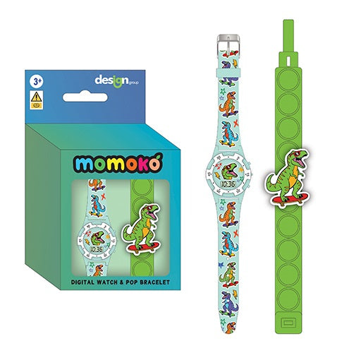 DIGITAL WATCH & POP BRACELET DINOSAUR