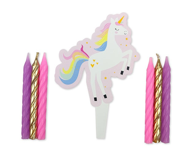 CANDLE SET W/UNICORN CAKE TOPPER