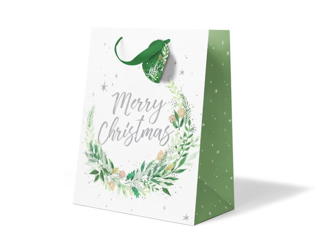 XMAS GIFT BAG JUMBO CONTEMPORARY WREATH