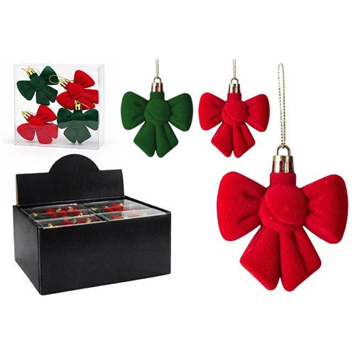 XMAS BOWS VELVET 4PC 20X60MM