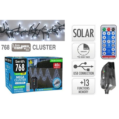 SOLAR CLUSTER LIGHTS 768LED WHITE