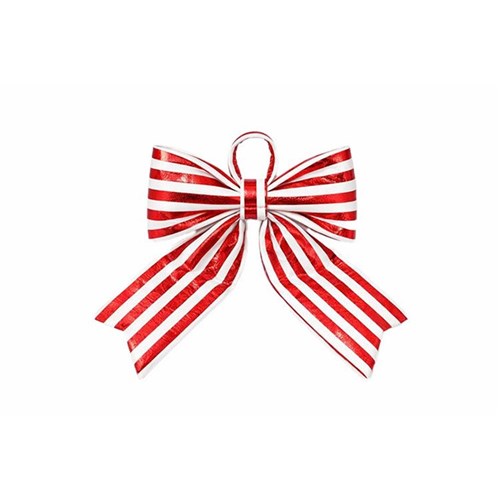 BOW RED & WHITE STRIPE 31CM