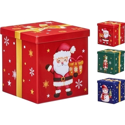 XMAS STORAGE TIN METAL 9.5CM