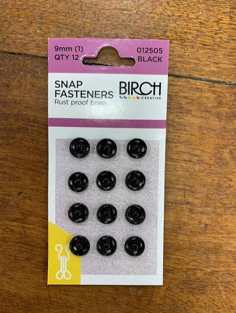 SNAP FASTENERS BLACK 9MM