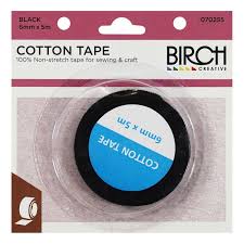 COTTON TAPE 6MM BLACK