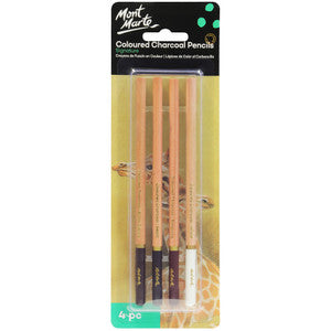COLOURED CHARCOAL PENCILS 4PCE