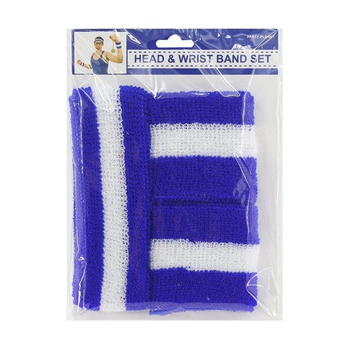 WRISTBAND 2PK & HEADBAND BLUE