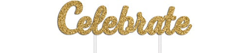 CAKE TOPPER GLITTER GOLD CELEBRATE
