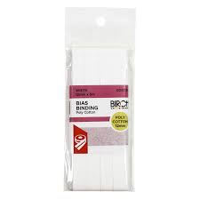 BIAS BINDING 12MM X 5M WHITE