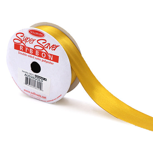 RIBBON SATIN 22MM X 3MM GOLD