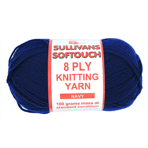 KNITTING YARN SOFTOUCH 8PLY 100G NAVY