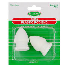ROD ENDS ACORN WHITE PK2