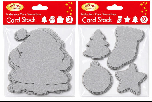 XMAS CARDSTOCK SHAPES 10PK ASST