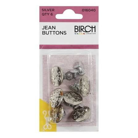 JEAN BUTTONS SILVER PK6