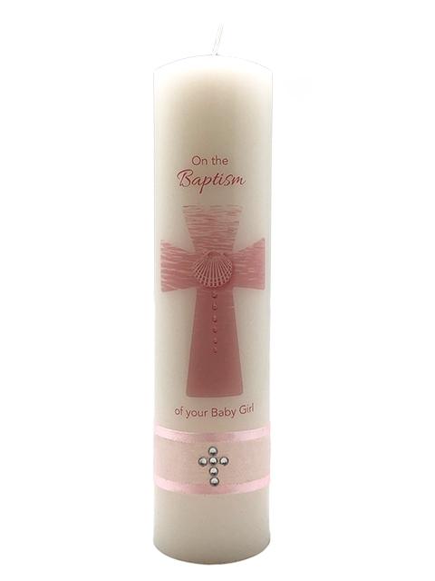 BAPTISM CANDLE PINK