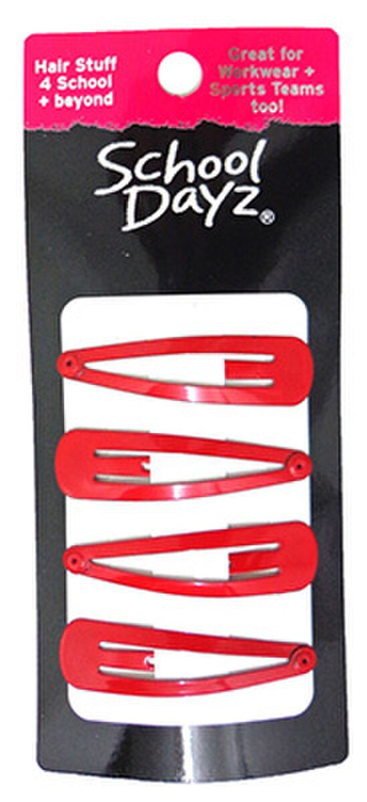 SCHOOL DAYZ SNAP CLIPS PK4 RED