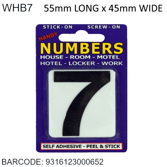 NUMBERS ADHESIVE BLACK ON WHITE 7