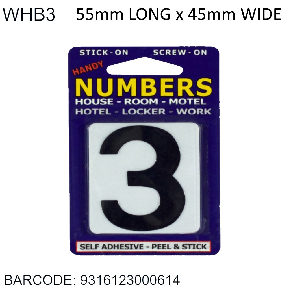NUMBERS ADHESIVE BLACK ON WHITE 3