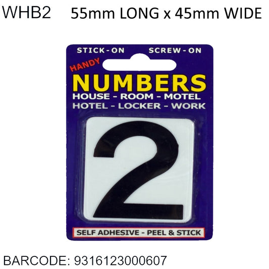 NUMBERS ADHESIVE BLACK ON WHITE 2