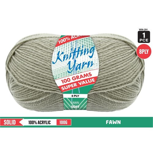 KNITTING YARN 8PLY 100G FAWN