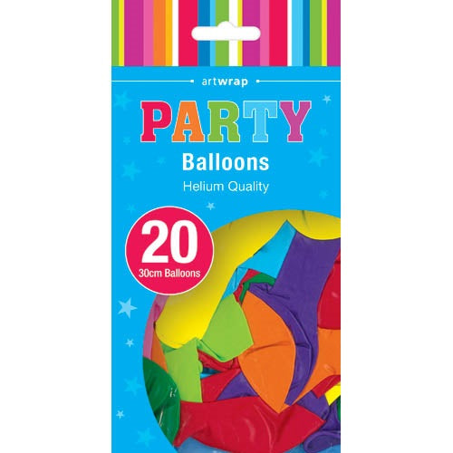 BALLOONS 20PK 30CM ASST