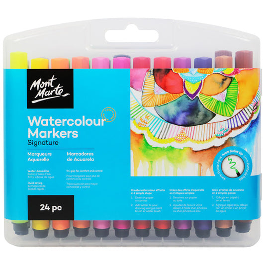 WATERCOLOUR MARKERS 24PC TRI GRIP CASE