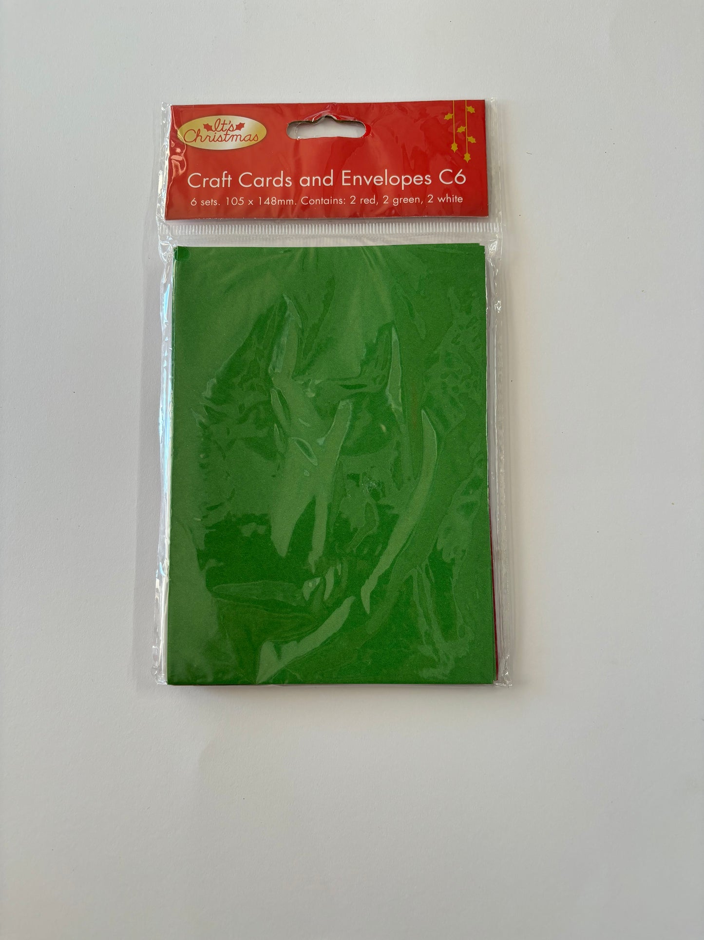 XMAS CRAFT CARD & ENVELOPES 6PK