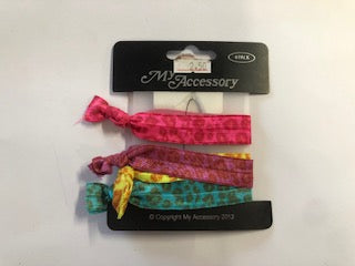 HAIR RINGS 4PK RIBBON LOOK ANIMAL ASST