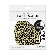 FACE MASK REUSABLE LEOPARD W/3 FILTERS