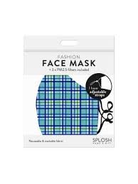 FACE MASK REUSABLE PLAID W/3 FILTERS