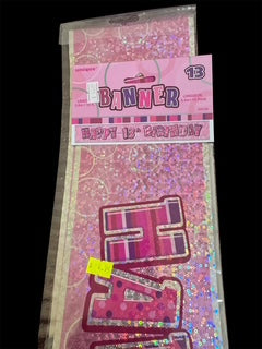 BANNER 13TH BIRTHDAY PINK