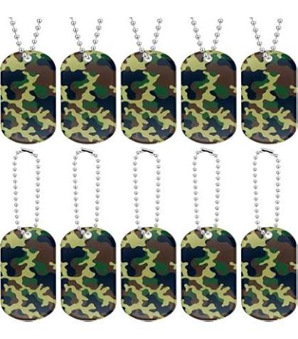 CAMOUFLAGE DOG TAGS 12PC