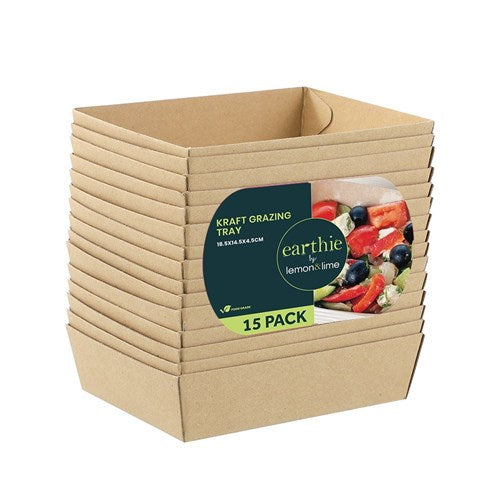 SERVING TRAY ECO KRAFT 15PK 18X14X4CM