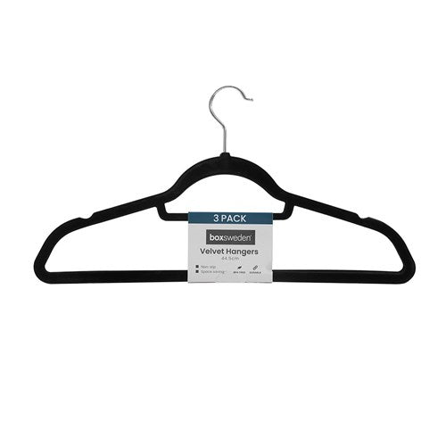 COAT HANGERS VELVET 3PK