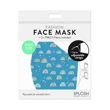 FACE MASK REUSABLE KIDS RAINBOW W/3 FILT