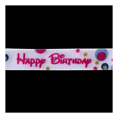 RIBBON SATIN 9MM HAPPY B'DAY