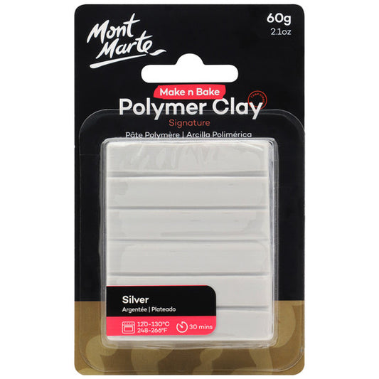 MAKE N BAKE POLYMER CLAY 60G SILVER