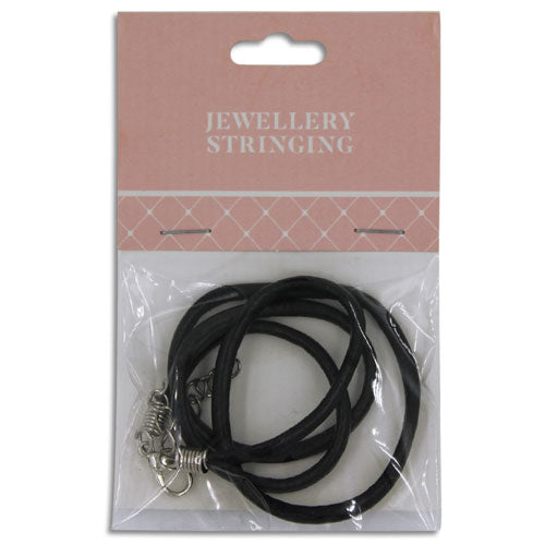 LEATHER NECKLACE BLACK 45CM