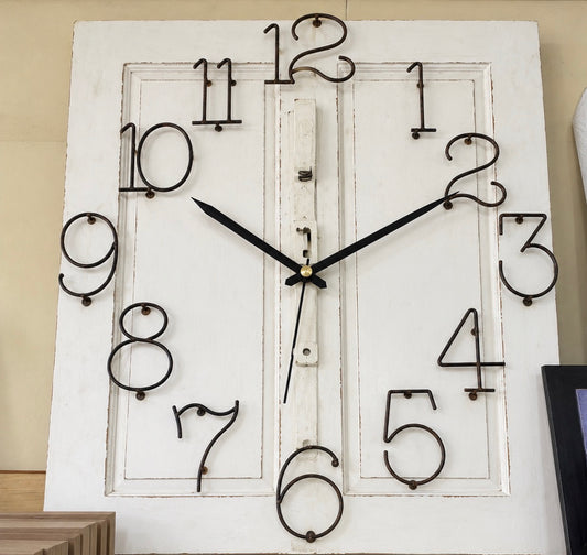 CLOCK WHITE WOOD PANEL LGE