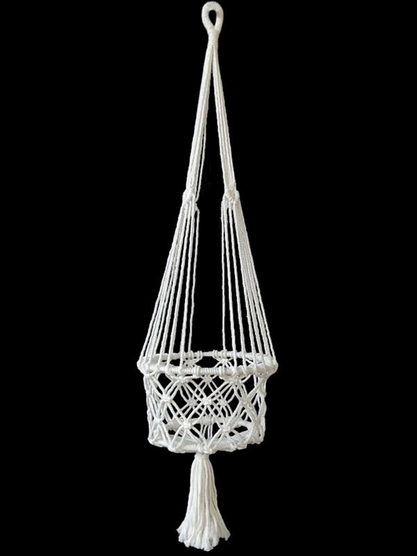 MACRAME POT HOLDER 85CM ASST CLRS