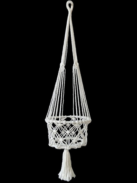 MACRAME POT HOLDER 85CM ASST CLRS