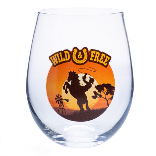 WINE GLASS STEMLESS COWBOY